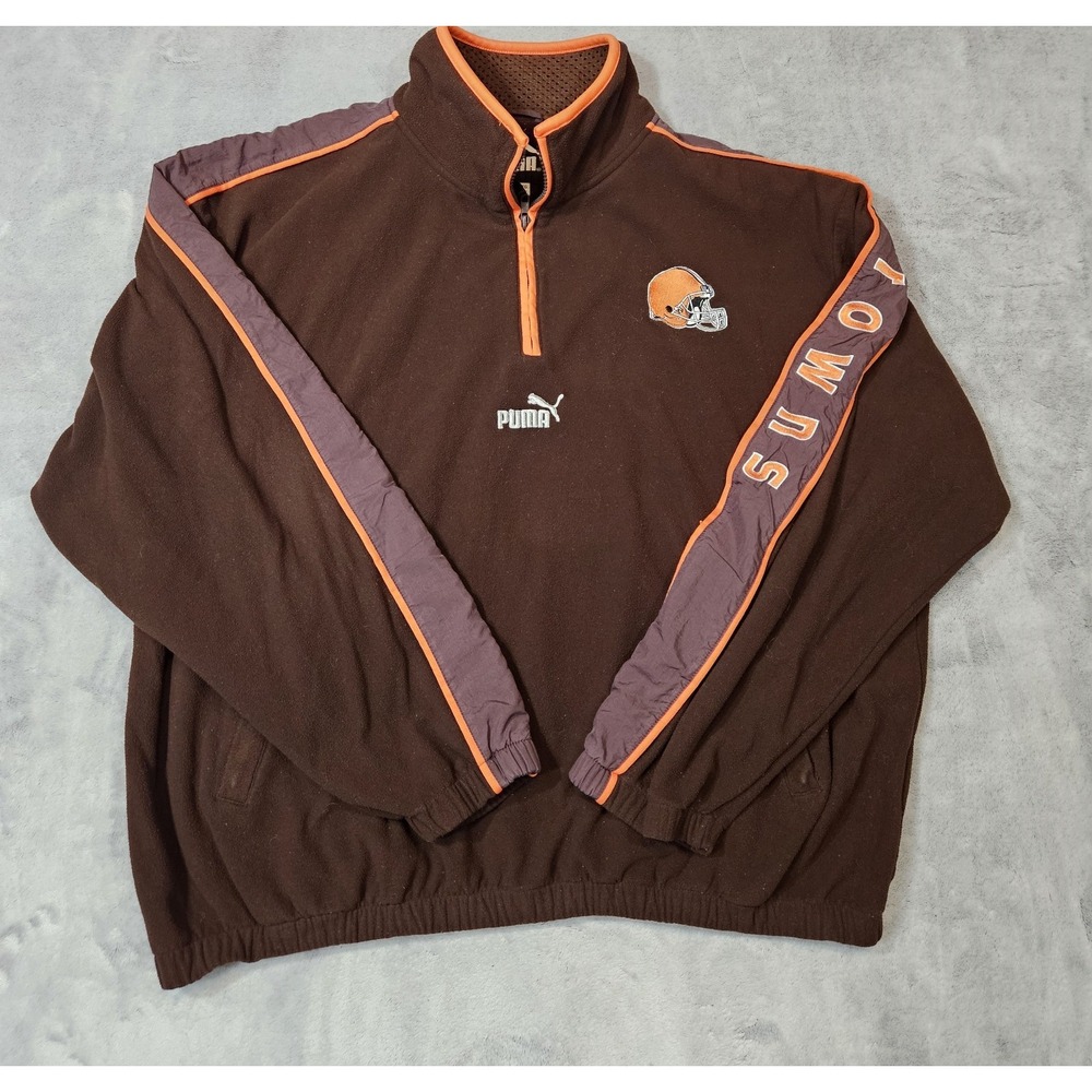 Vintage Puma NFL Cleveland Browns Quarter Zip Fleece Men's Size XL